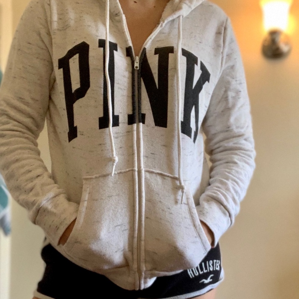 Grey and white VS PINK HOODIE